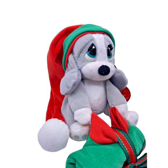 Vintage Sad Eye Sam Christmas Stuffed Plush Gray Long Hat Present RARE Applause - Picture 3 of 12